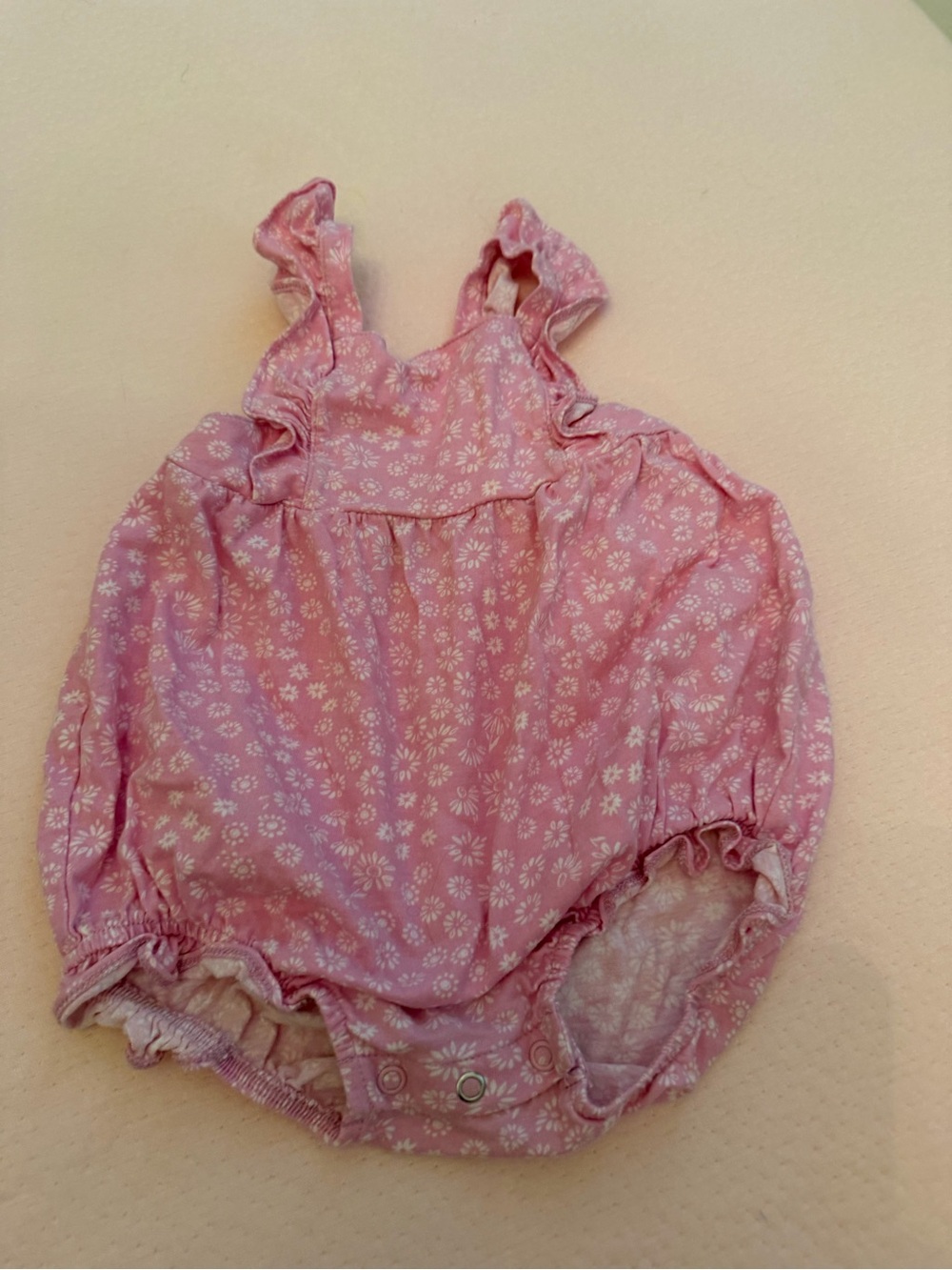 Carter's Pink Floral Romper with Ruffle Straps